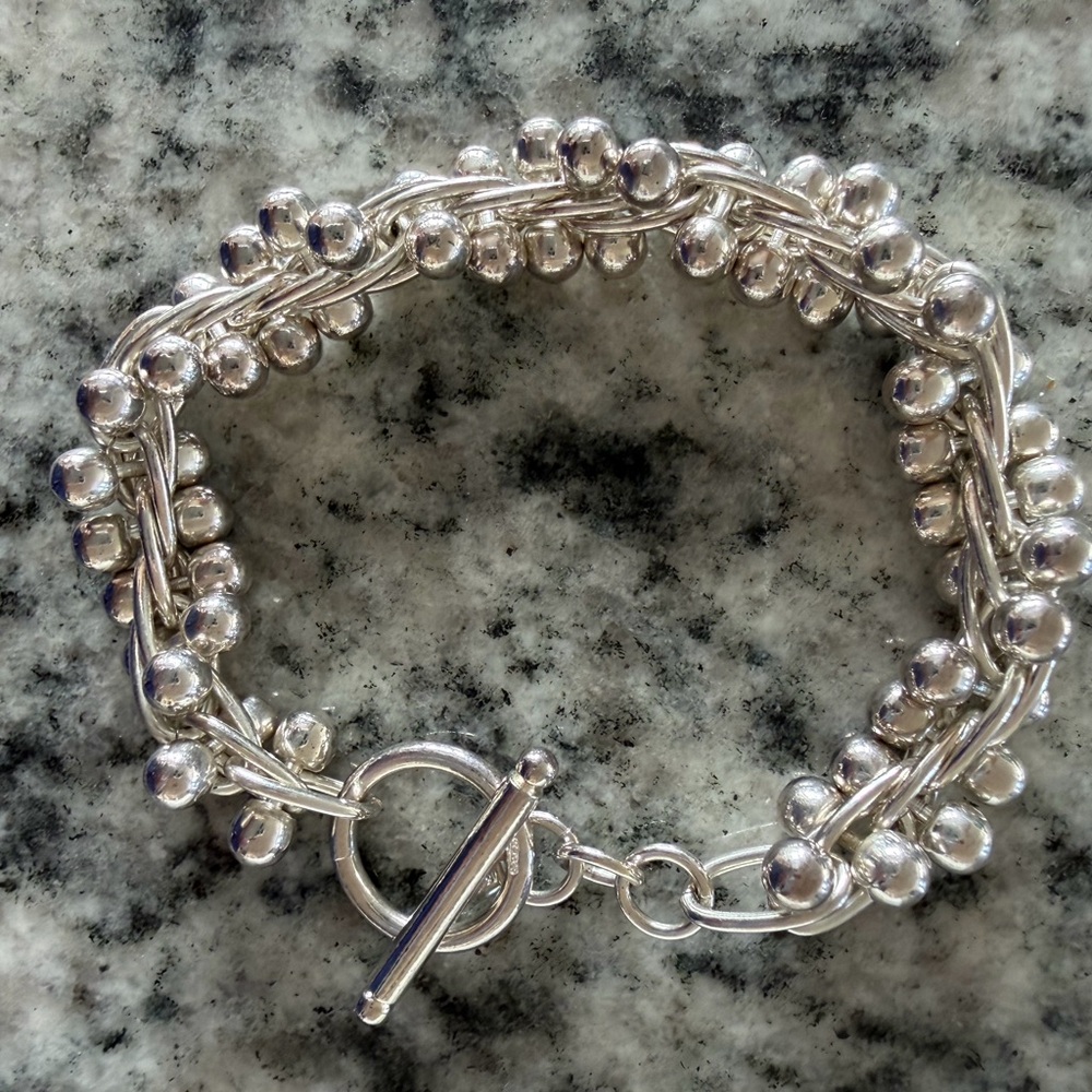 Chic Silver Beaded Bracelet
